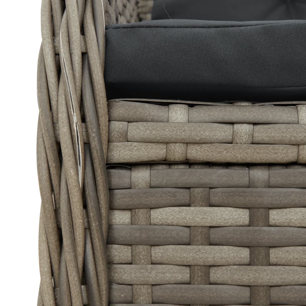3-delige Bistroset met kussens poly rattan grijs is nu te koop bij PeponiXL, paradijselijk wonen!