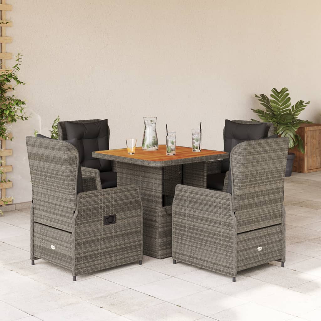 5-delige Tuinset met kussens poly rattan grijs is nu te koop bij PeponiXL, paradijselijk wonen!