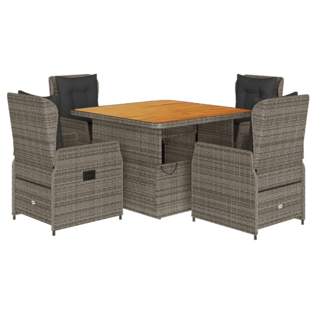 5-delige Tuinset met kussens poly rattan grijs is nu te koop bij PeponiXL, paradijselijk wonen!