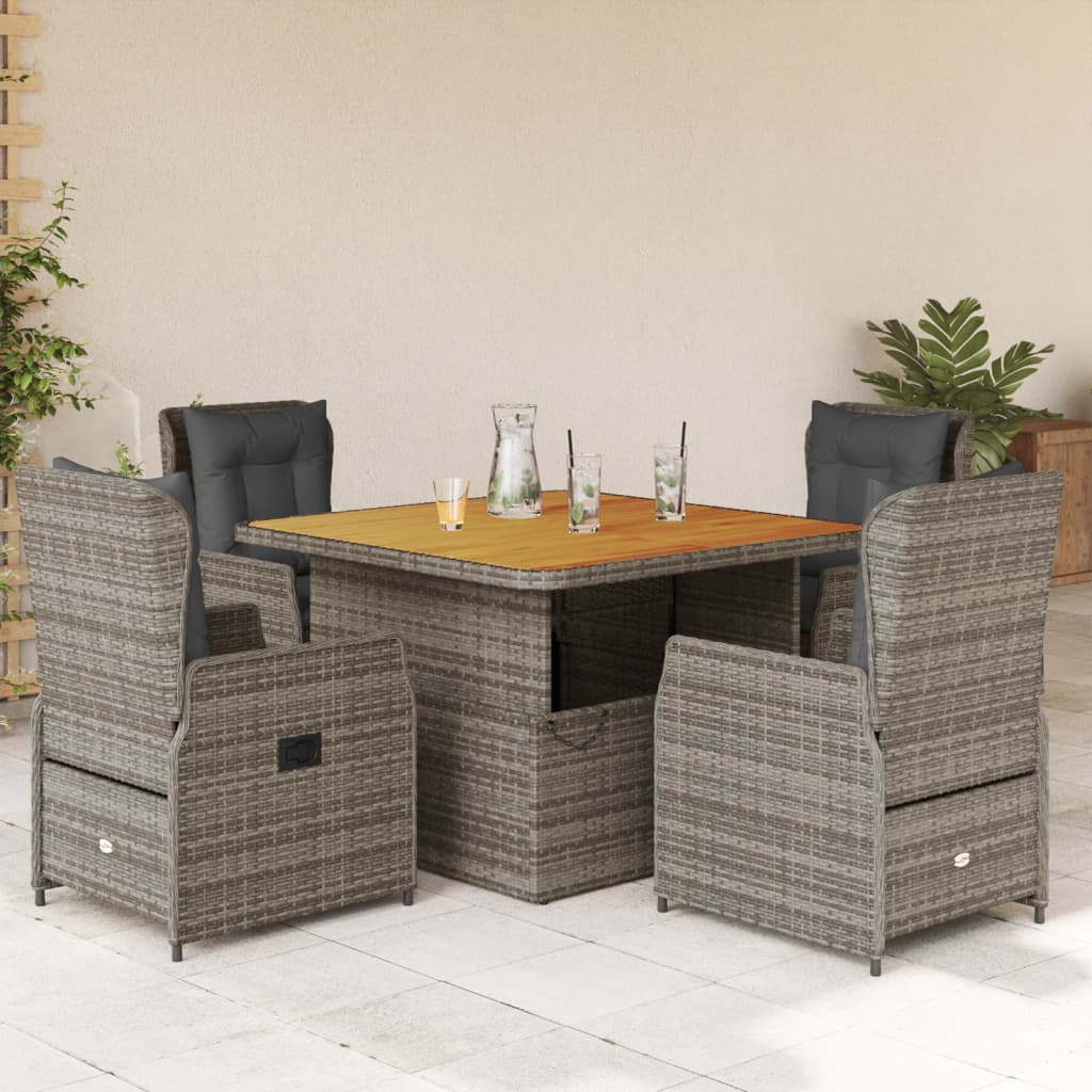 5-delige Tuinset met kussens poly rattan grijs is nu te koop bij PeponiXL, paradijselijk wonen!