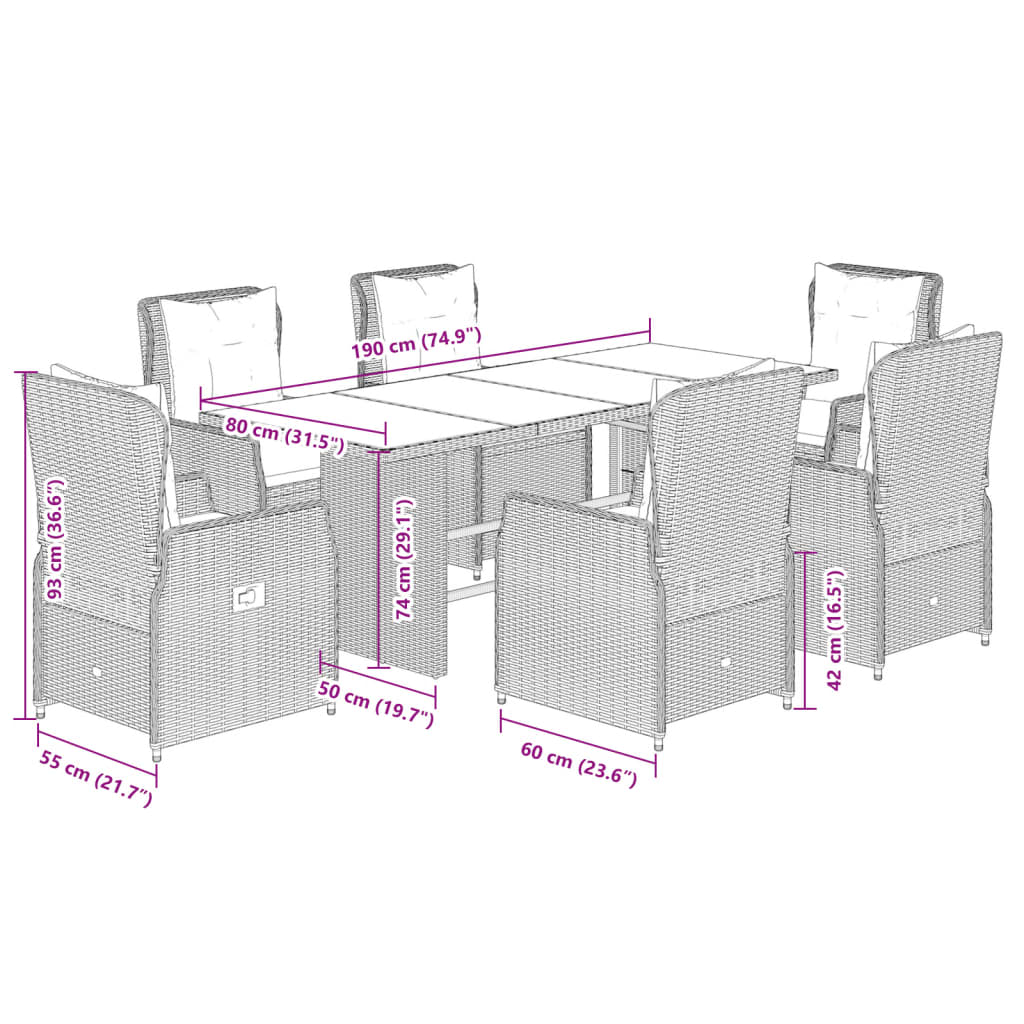 7-delige Tuinset met kussens poly rattan zwart is nu te koop bij PeponiXL, paradijselijk wonen!
