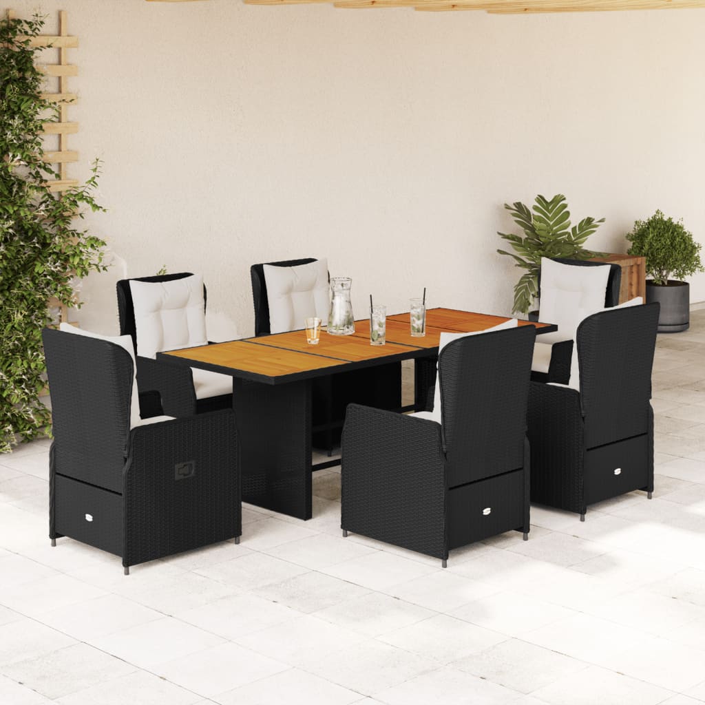7-delige Tuinset met kussens poly rattan zwart is nu te koop bij PeponiXL, paradijselijk wonen!