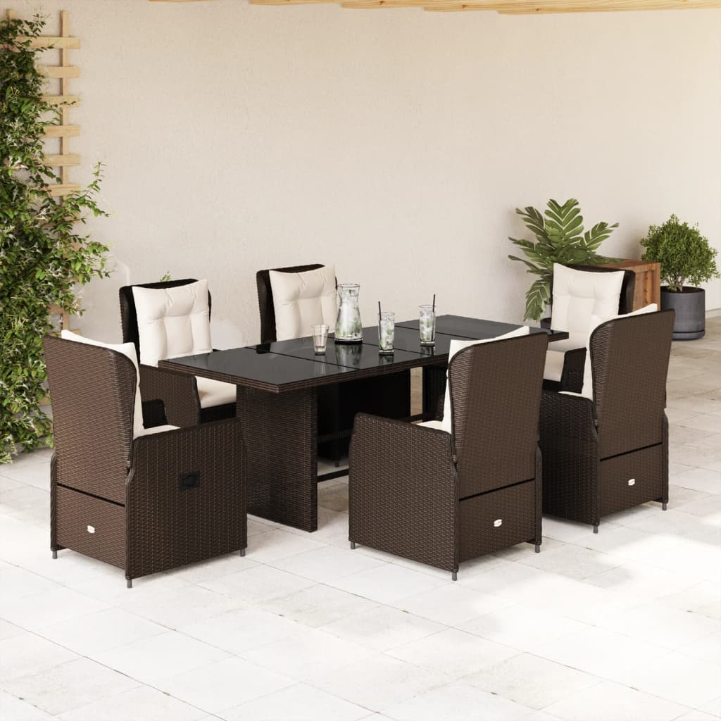 7-delige Tuinset met kussens poly rattan bruin is nu te koop bij PeponiXL, paradijselijk wonen!