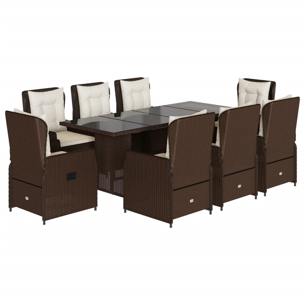 9-delige Tuinset met kussens poly rattan bruin is nu te koop bij PeponiXL, paradijselijk wonen!