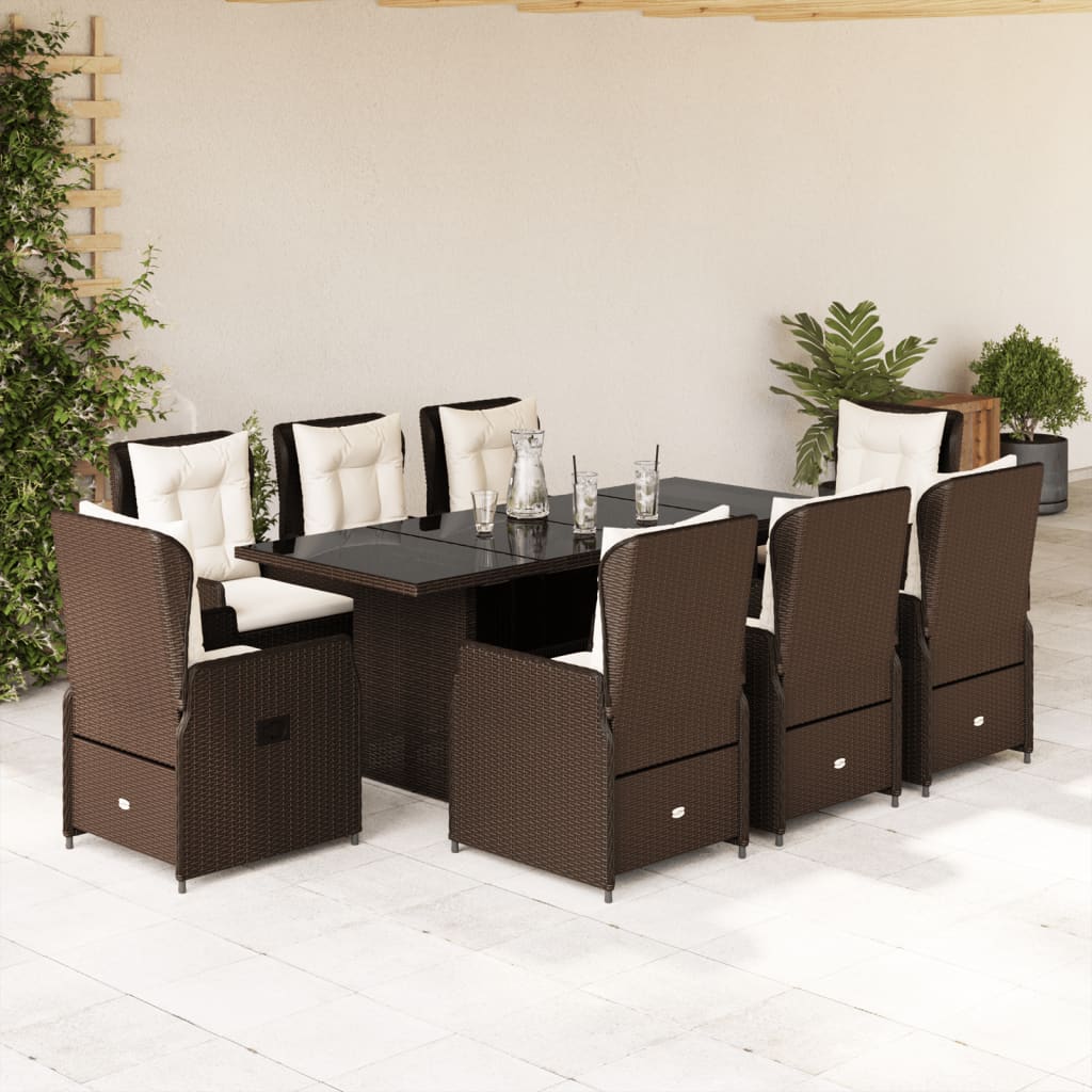 9-delige Tuinset met kussens poly rattan bruin is nu te koop bij PeponiXL, paradijselijk wonen!