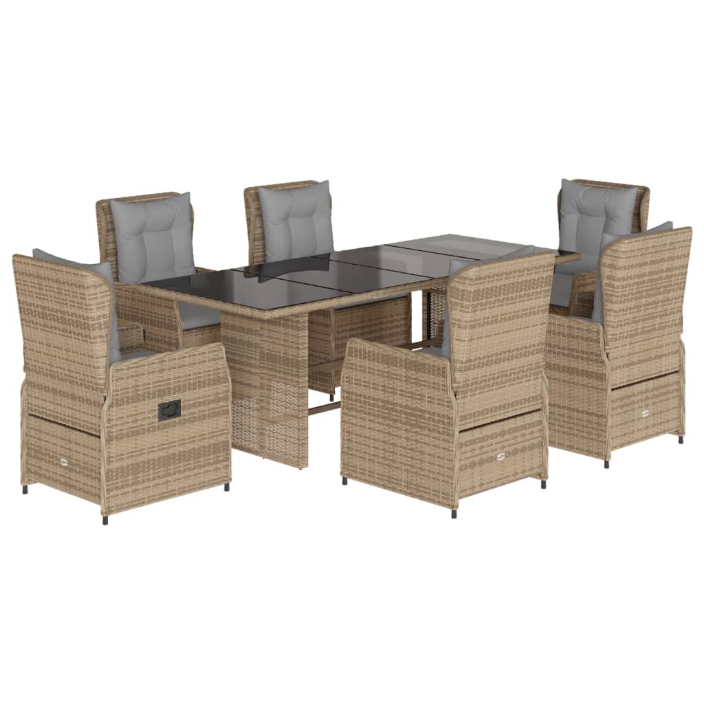 7-delige Tuinset met kussens poly rattan beige is nu te koop bij PeponiXL, paradijselijk wonen!