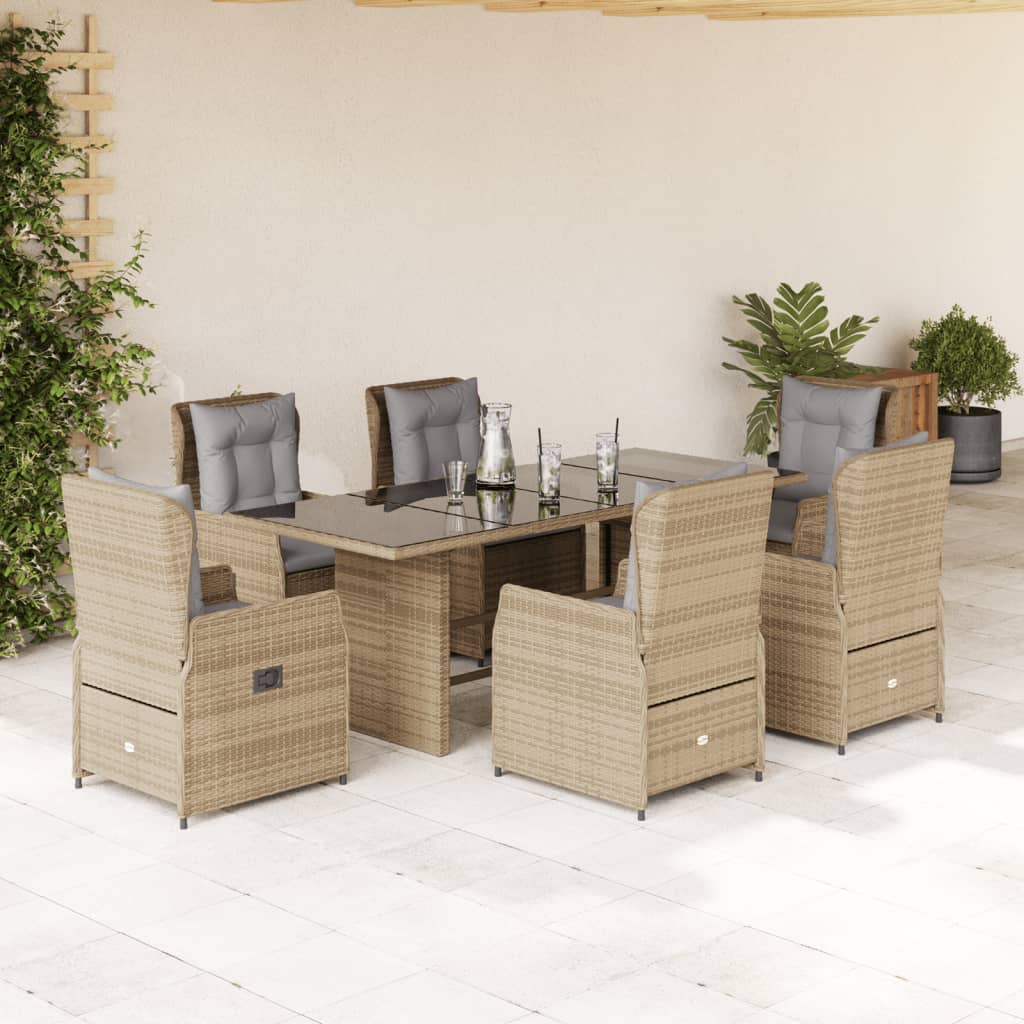 7-delige Tuinset met kussens poly rattan beige is nu te koop bij PeponiXL, paradijselijk wonen!