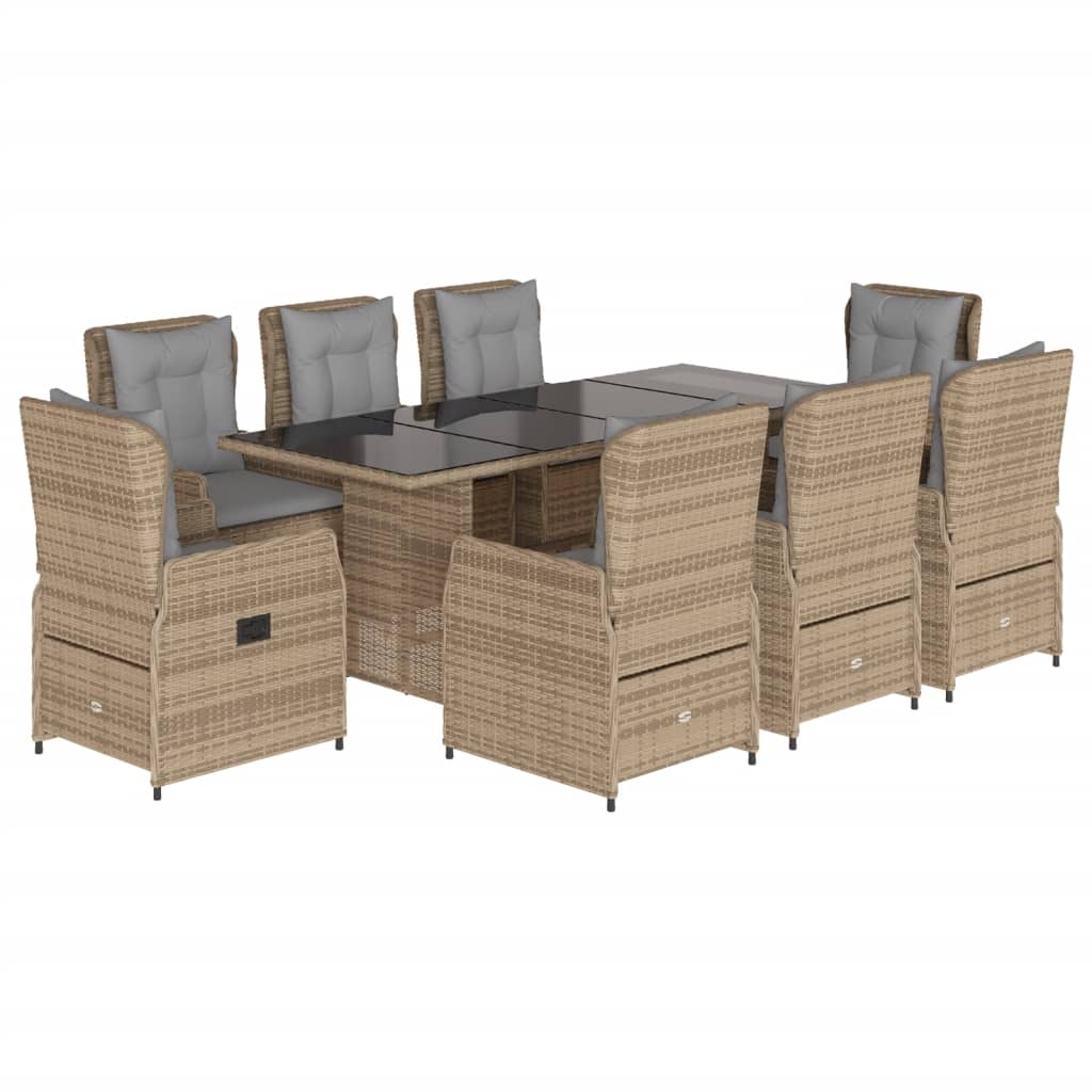 9-delige Tuinset met kussens poly rattan beige is nu te koop bij PeponiXL, paradijselijk wonen!