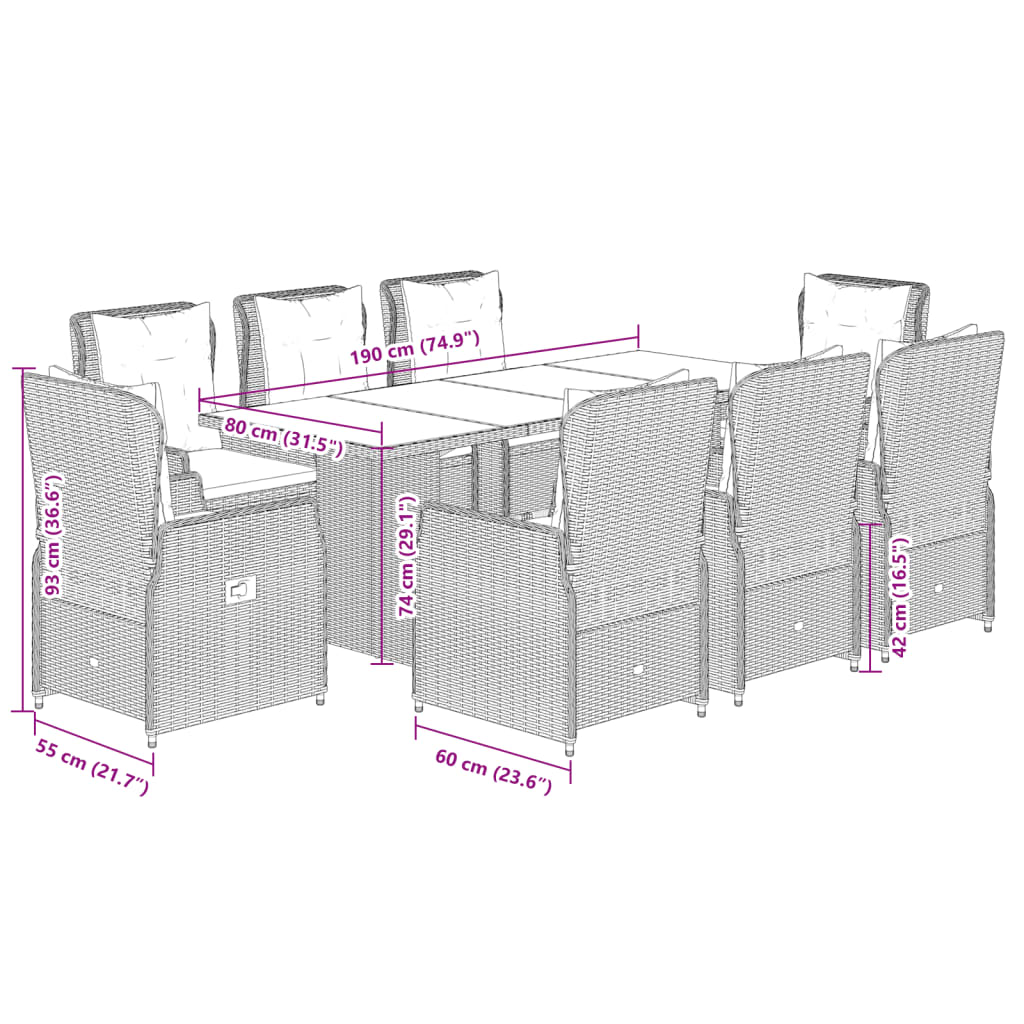 9-delige Tuinset met kussens poly rattan beige is nu te koop bij PeponiXL, paradijselijk wonen!