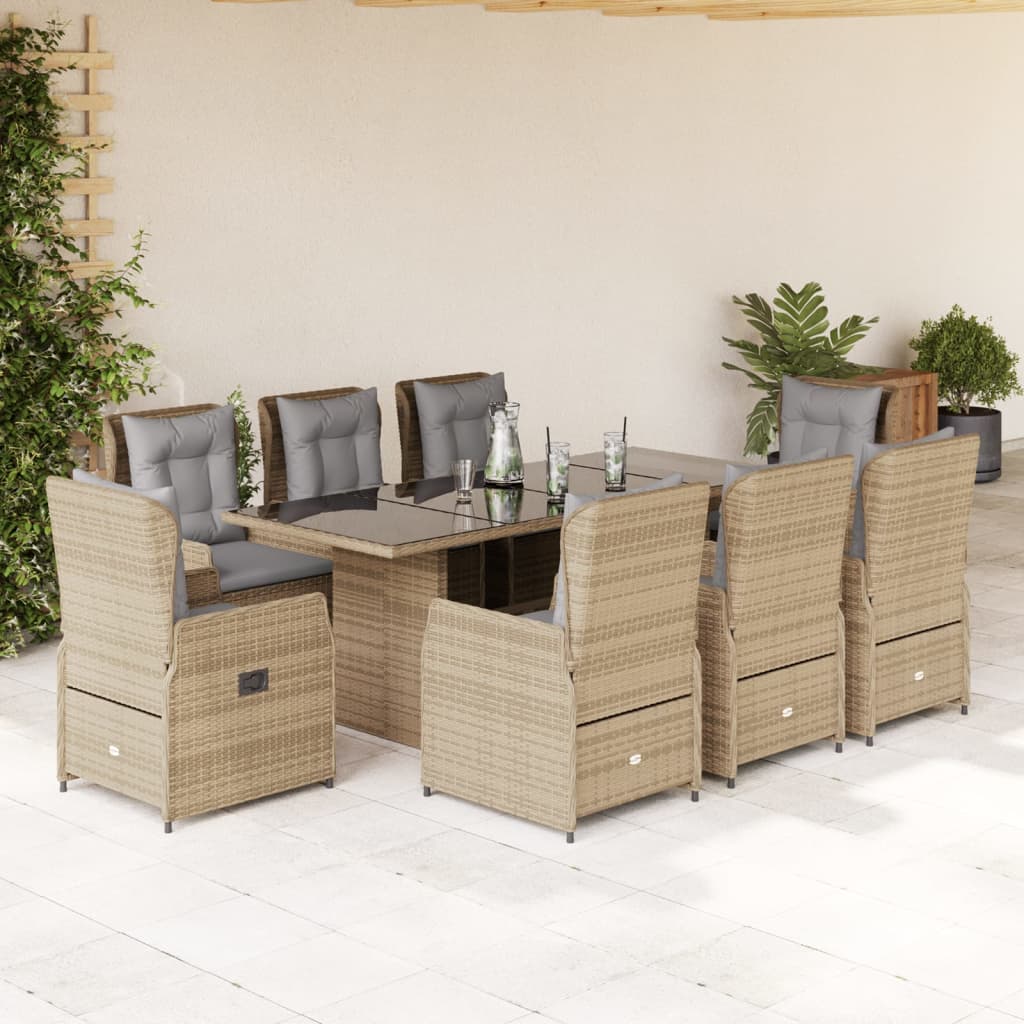 9-delige Tuinset met kussens poly rattan beige is nu te koop bij PeponiXL, paradijselijk wonen!