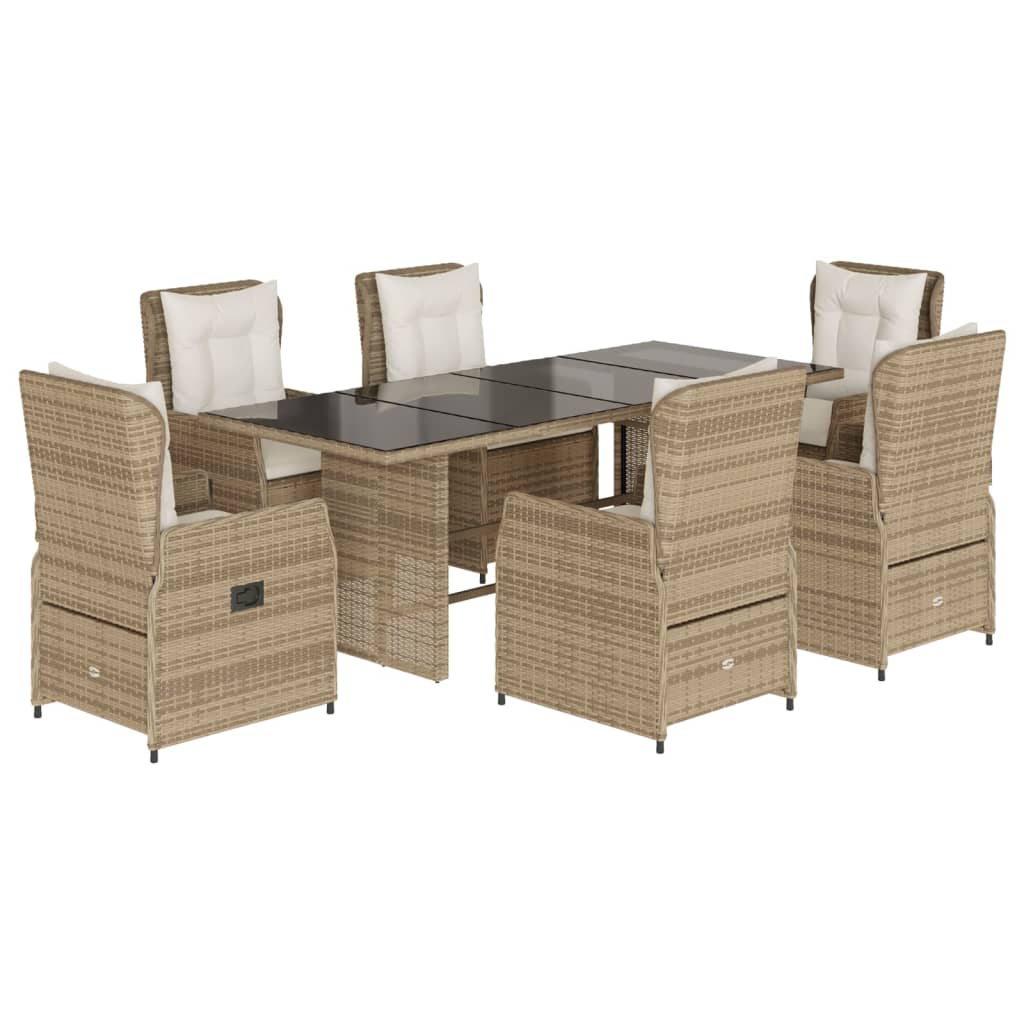 7-delige Tuinset met kussens poly rattan beige is nu te koop bij PeponiXL, paradijselijk wonen!