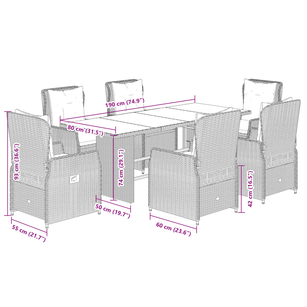7-delige Tuinset met kussens poly rattan beige is nu te koop bij PeponiXL, paradijselijk wonen!