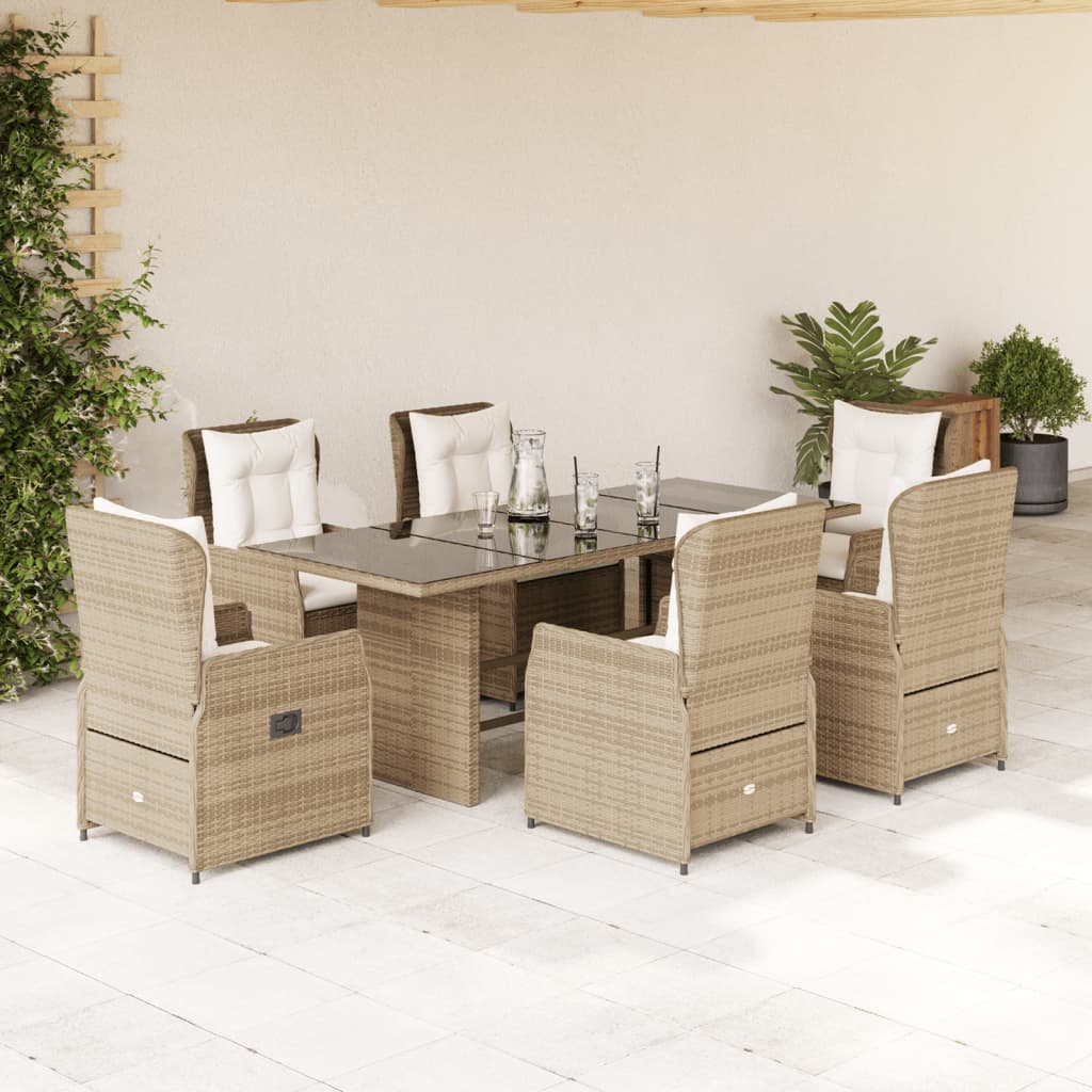 7-delige Tuinset met kussens poly rattan beige is nu te koop bij PeponiXL, paradijselijk wonen!