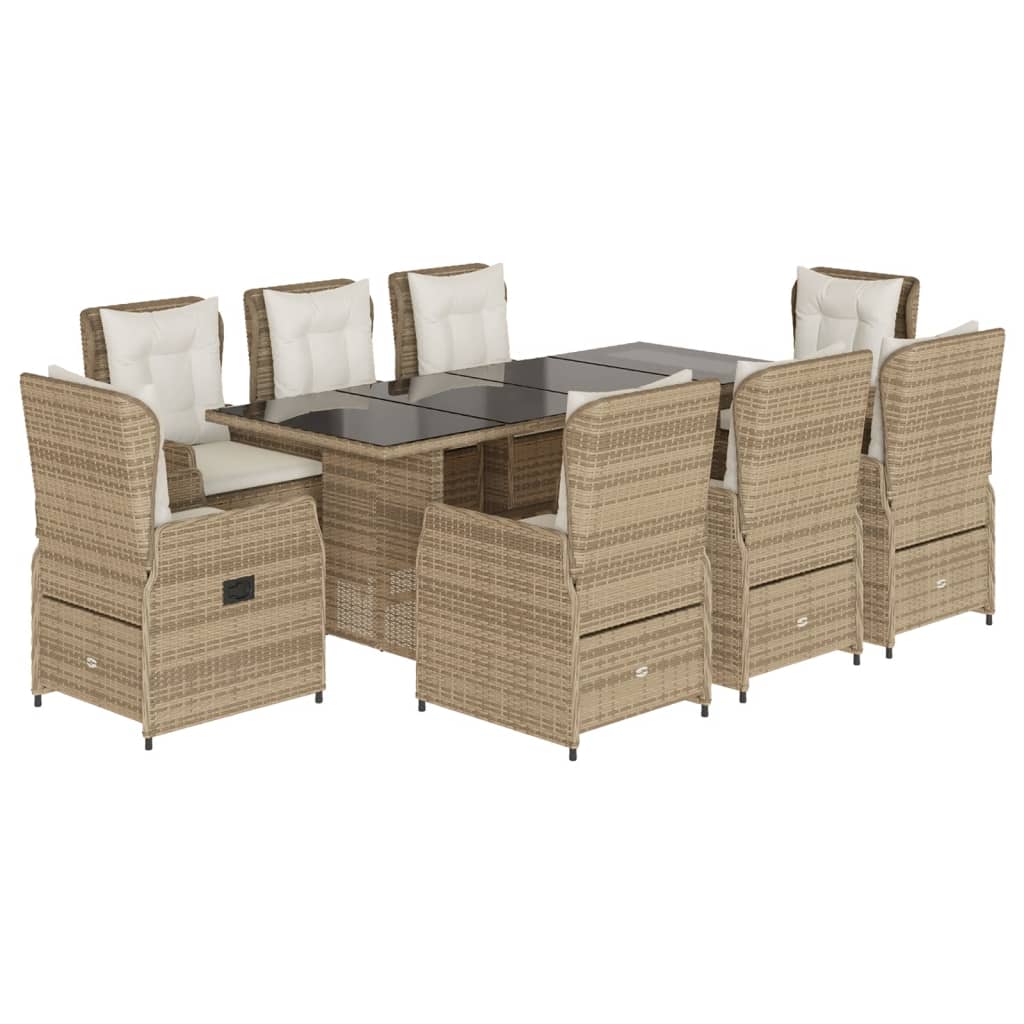 9-delige Tuinset met kussens poly rattan beige is nu te koop bij PeponiXL, paradijselijk wonen!