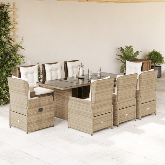 9-delige Tuinset met kussens poly rattan beige is nu te koop bij PeponiXL, paradijselijk wonen!