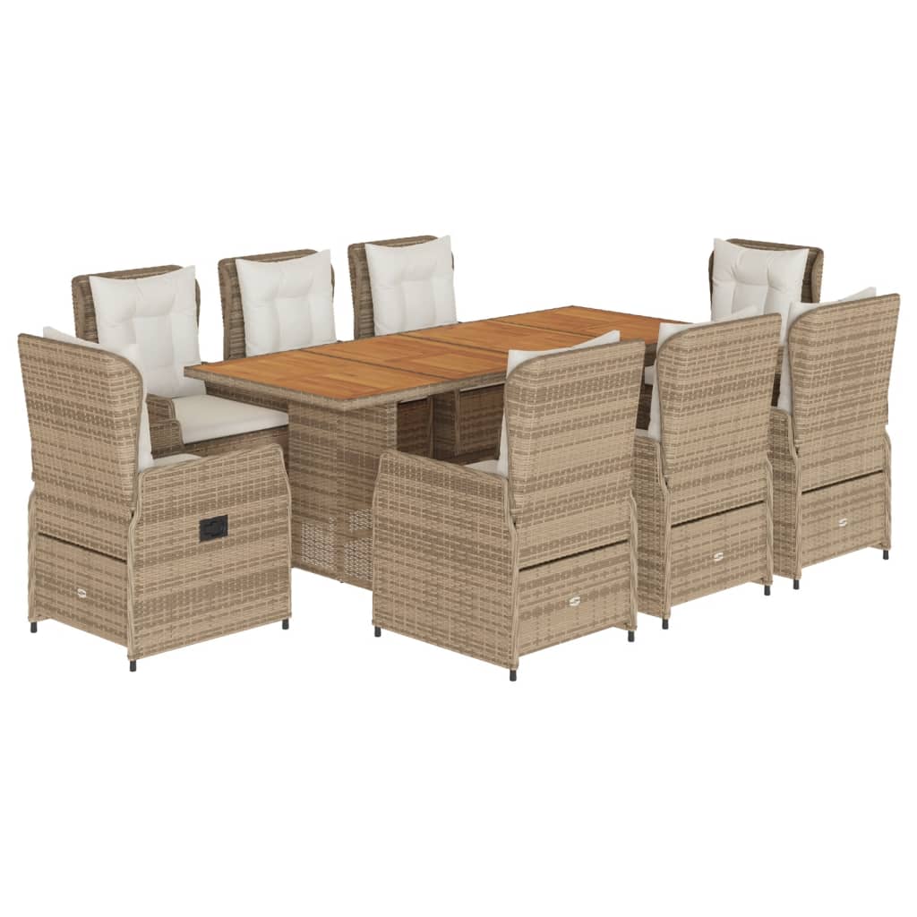 9-delige Tuinset met kussens poly rattan beige is nu te koop bij PeponiXL, paradijselijk wonen!