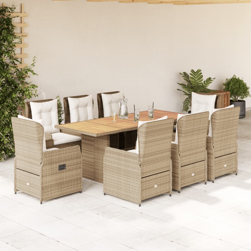 9-delige Tuinset met kussens poly rattan beige is nu te koop bij PeponiXL, paradijselijk wonen!