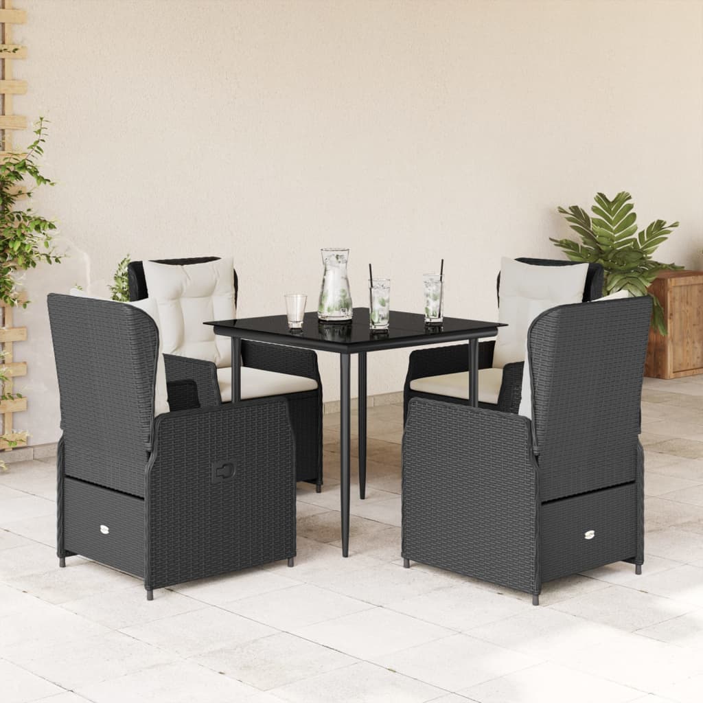 5-delige Tuinset met kussens poly rattan zwart is nu te koop bij PeponiXL, paradijselijk wonen!