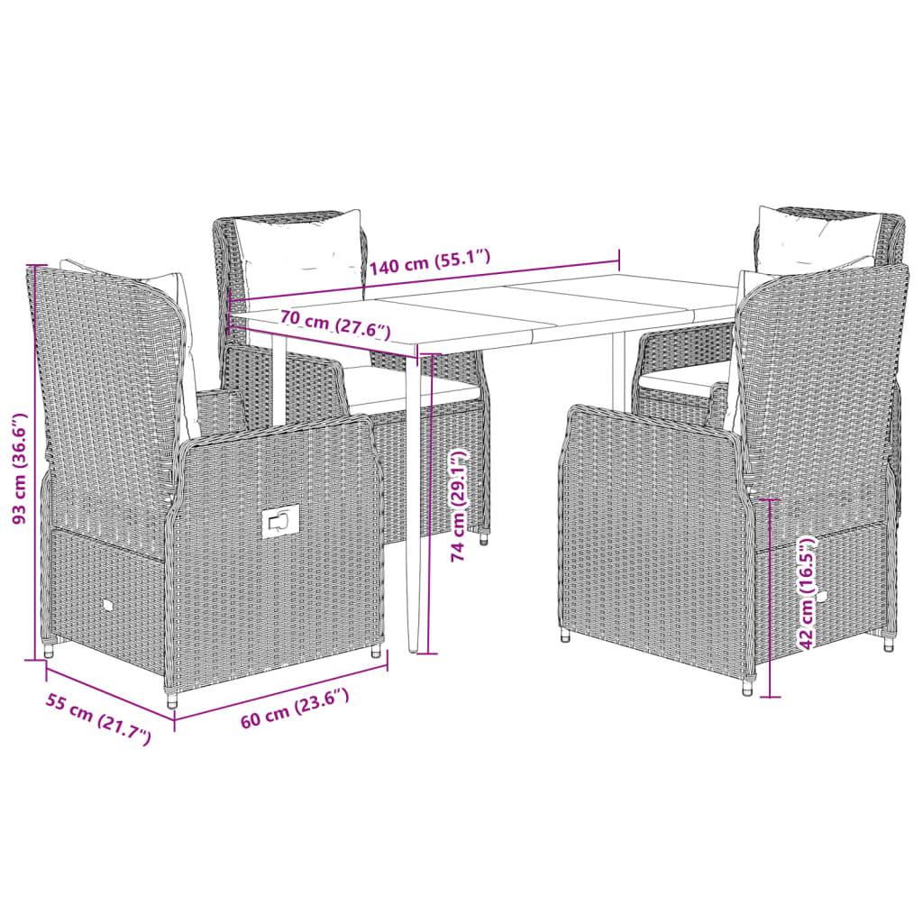 5-delige Tuinset met kussens poly rattan zwart is nu te koop bij PeponiXL, paradijselijk wonen!
