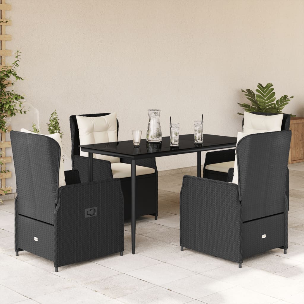 5-delige Tuinset met kussens poly rattan zwart is nu te koop bij PeponiXL, paradijselijk wonen!