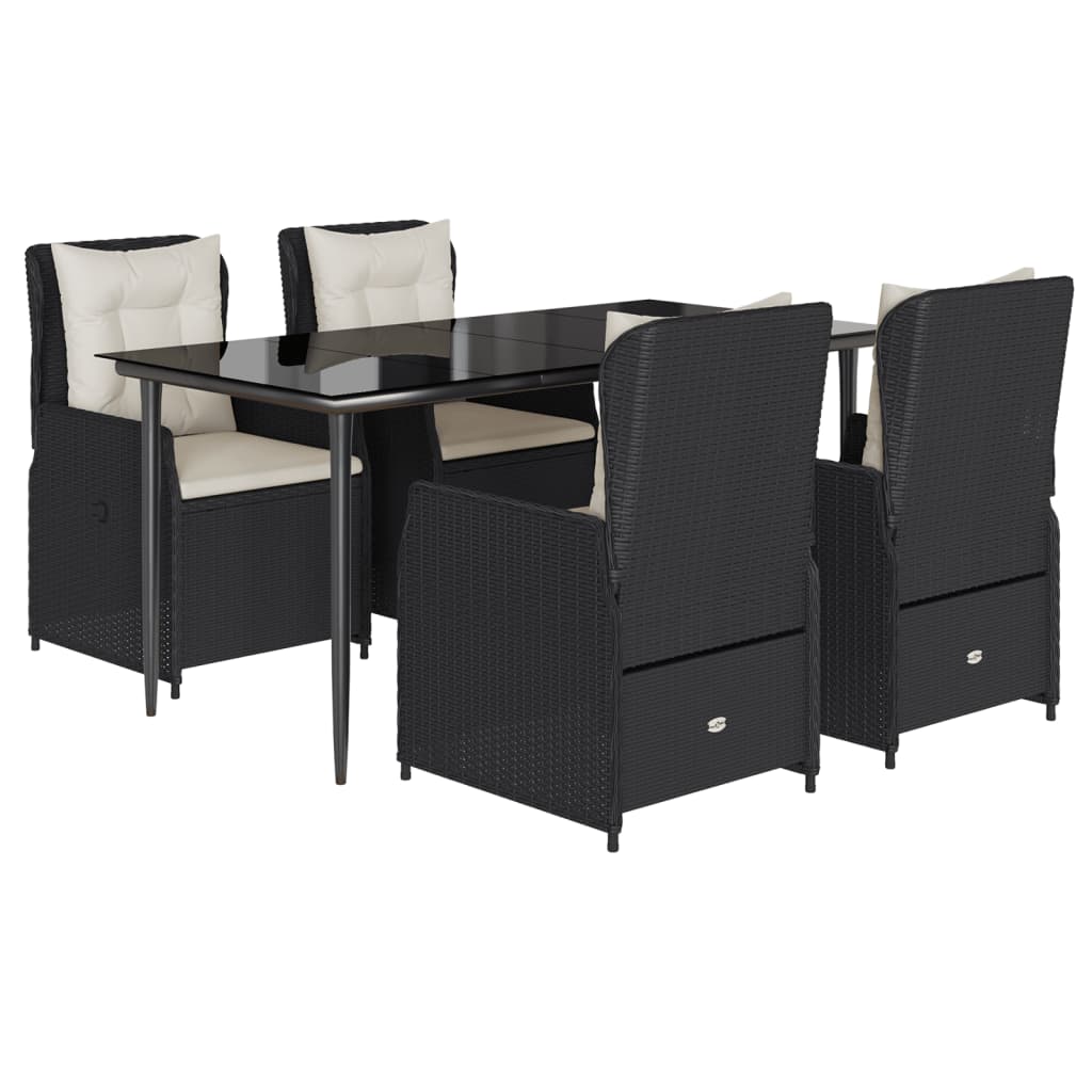 5-delige Tuinset met kussens poly rattan zwart is nu te koop bij PeponiXL, paradijselijk wonen!