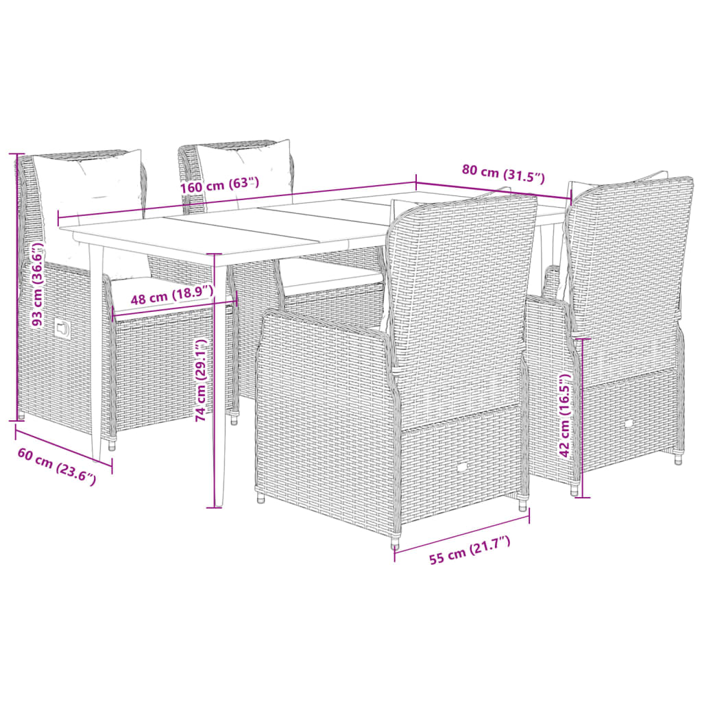 5-delige Tuinset met kussens poly rattan zwart is nu te koop bij PeponiXL, paradijselijk wonen!