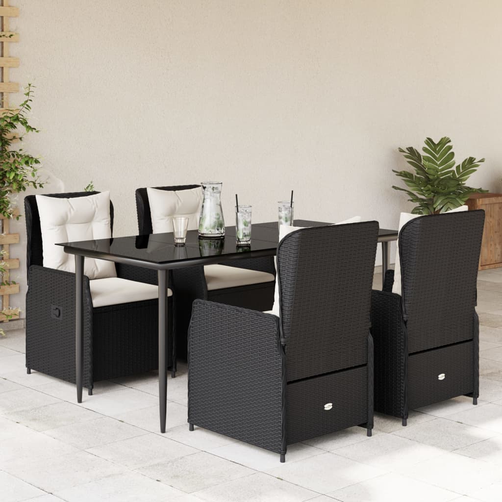 5-delige Tuinset met kussens poly rattan zwart is nu te koop bij PeponiXL, paradijselijk wonen!