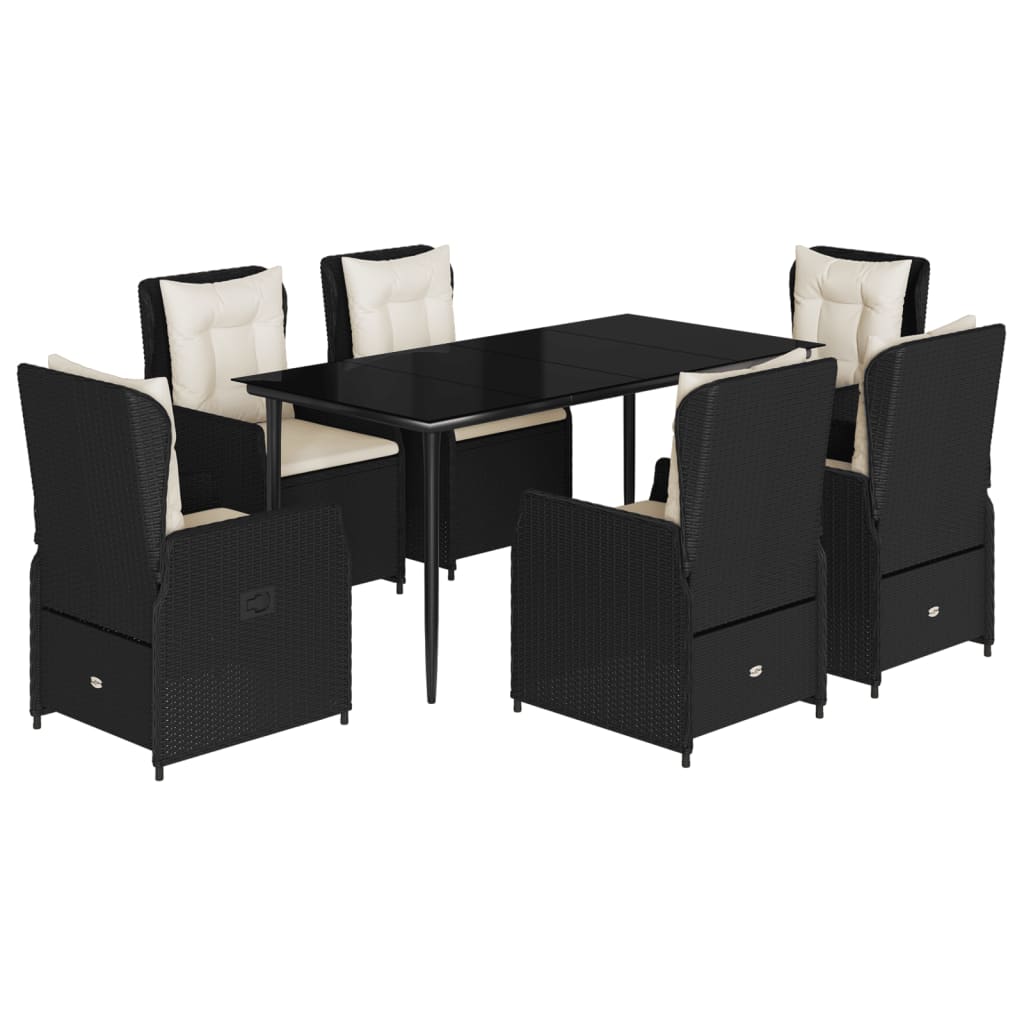 7-delige Tuinset met kussens poly rattan zwart is nu te koop bij PeponiXL, paradijselijk wonen!
