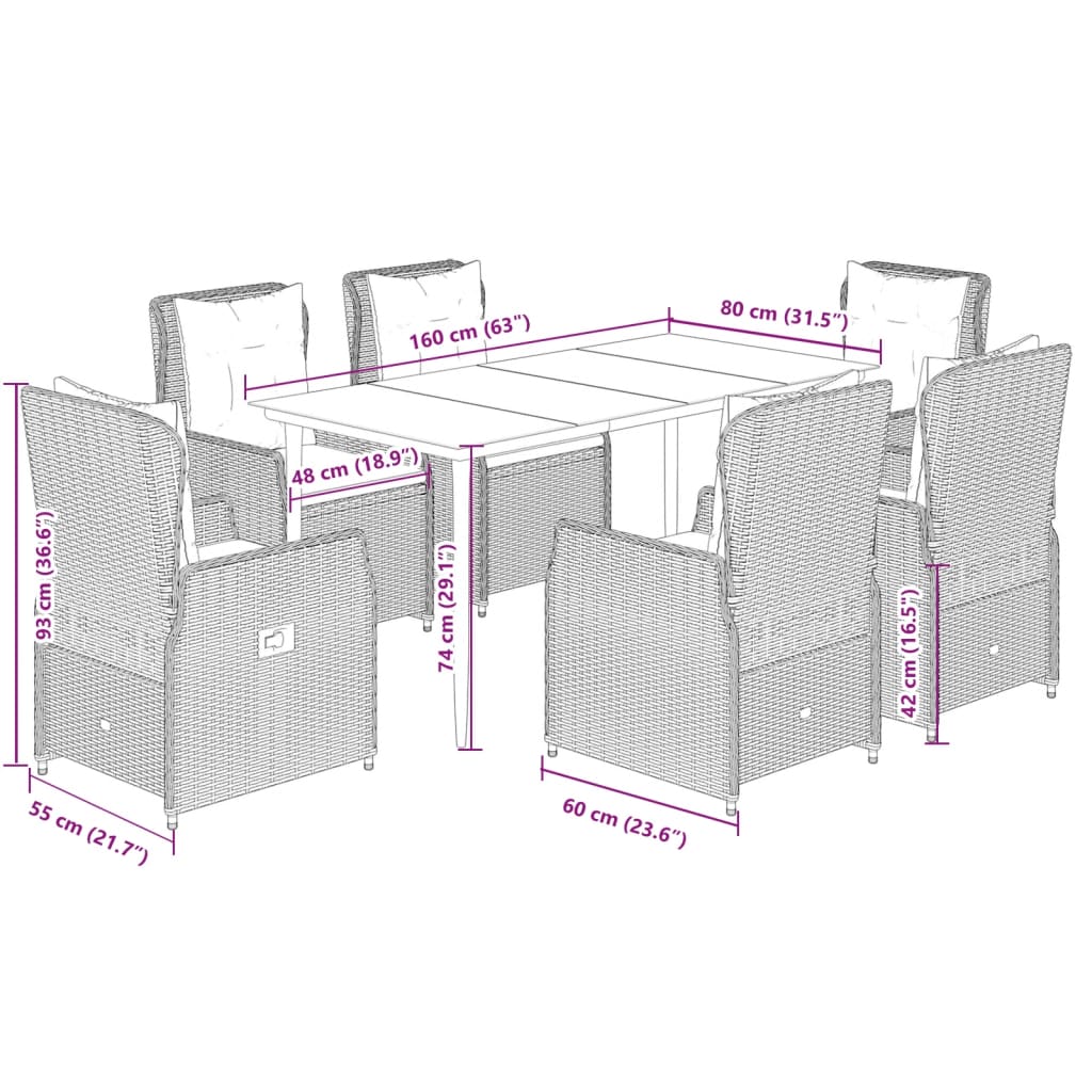 7-delige Tuinset met kussens poly rattan zwart is nu te koop bij PeponiXL, paradijselijk wonen!