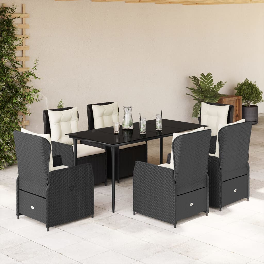7-delige Tuinset met kussens poly rattan zwart is nu te koop bij PeponiXL, paradijselijk wonen!
