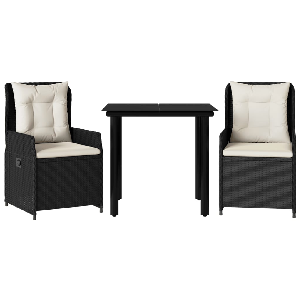 3-delige Tuinset met kussens poly rattan zwart is nu te koop bij PeponiXL, paradijselijk wonen!