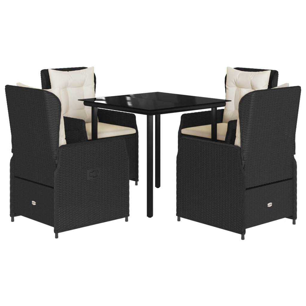 5-delige Tuinset met kussens poly rattan zwart is nu te koop bij PeponiXL, paradijselijk wonen!