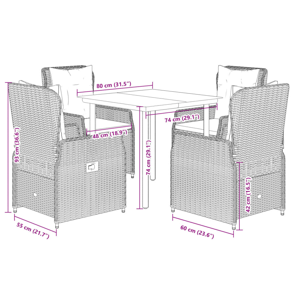 5-delige Tuinset met kussens poly rattan zwart is nu te koop bij PeponiXL, paradijselijk wonen!
