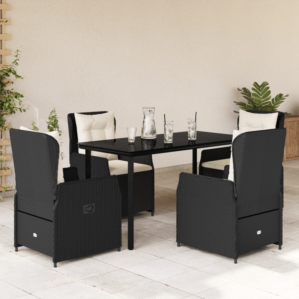 5-delige Tuinset met kussens poly rattan zwart is nu te koop bij PeponiXL, paradijselijk wonen!