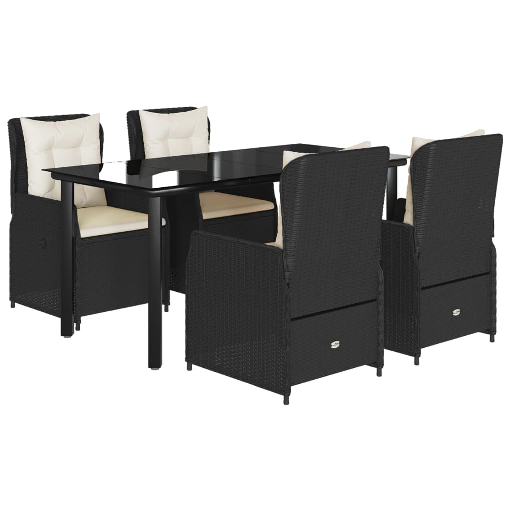 5-delige Tuinset met kussens poly rattan zwart is nu te koop bij PeponiXL, paradijselijk wonen!