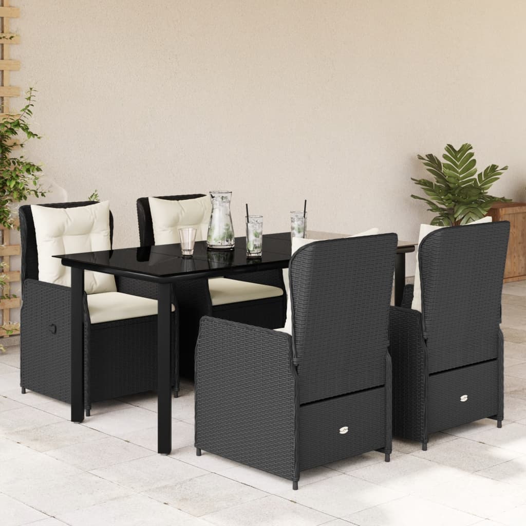 5-delige Tuinset met kussens poly rattan zwart is nu te koop bij PeponiXL, paradijselijk wonen!