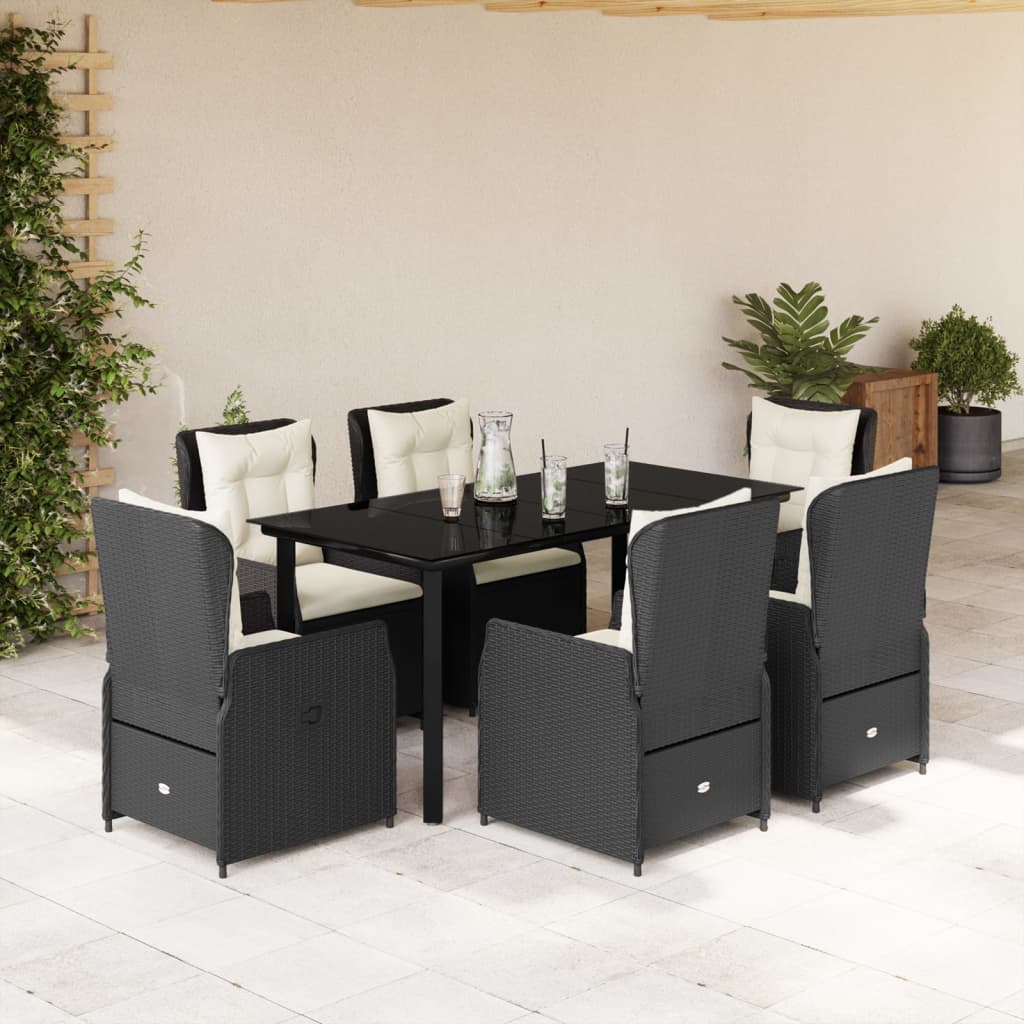 7-delige Tuinset met kussens poly rattan zwart is nu te koop bij PeponiXL, paradijselijk wonen!