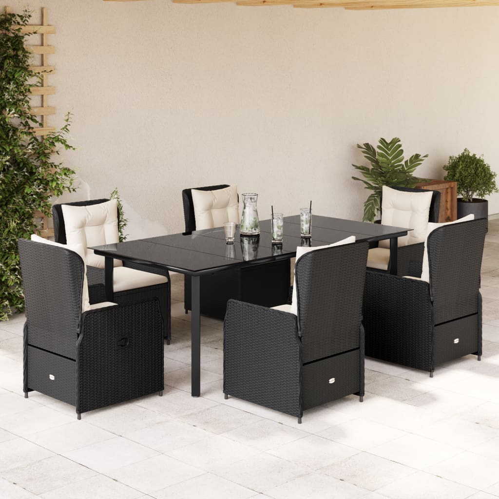 7-delige Tuinset met kussens poly rattan zwart is nu te koop bij PeponiXL, paradijselijk wonen!