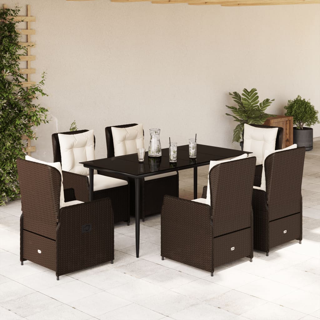 7-delige Tuinset met kussens poly rattan bruin is nu te koop bij PeponiXL, paradijselijk wonen!