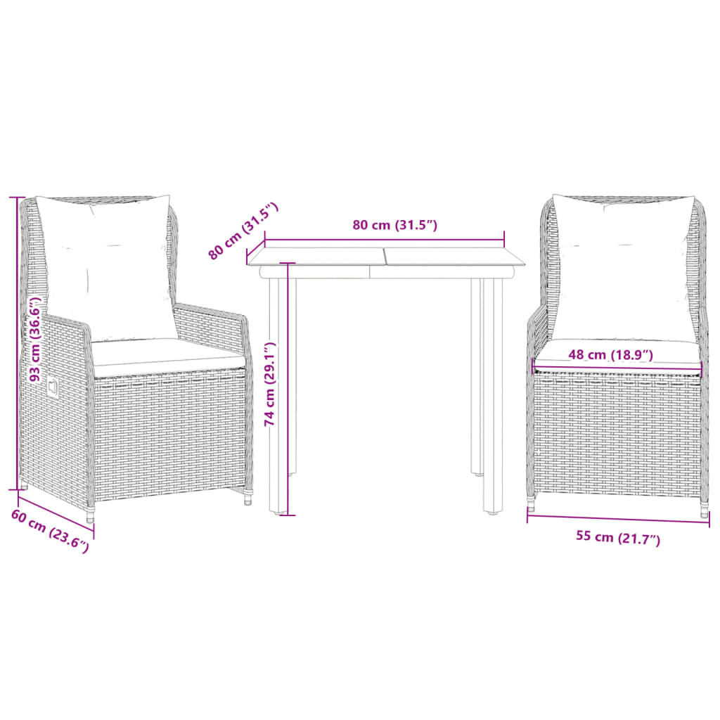 3-delige Tuinset met kussens poly rattan bruin is nu te koop bij PeponiXL, paradijselijk wonen!