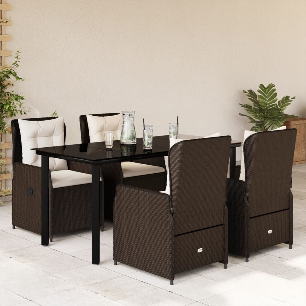 5-delige Tuinset met kussens poly rattan bruin is nu te koop bij PeponiXL, paradijselijk wonen!