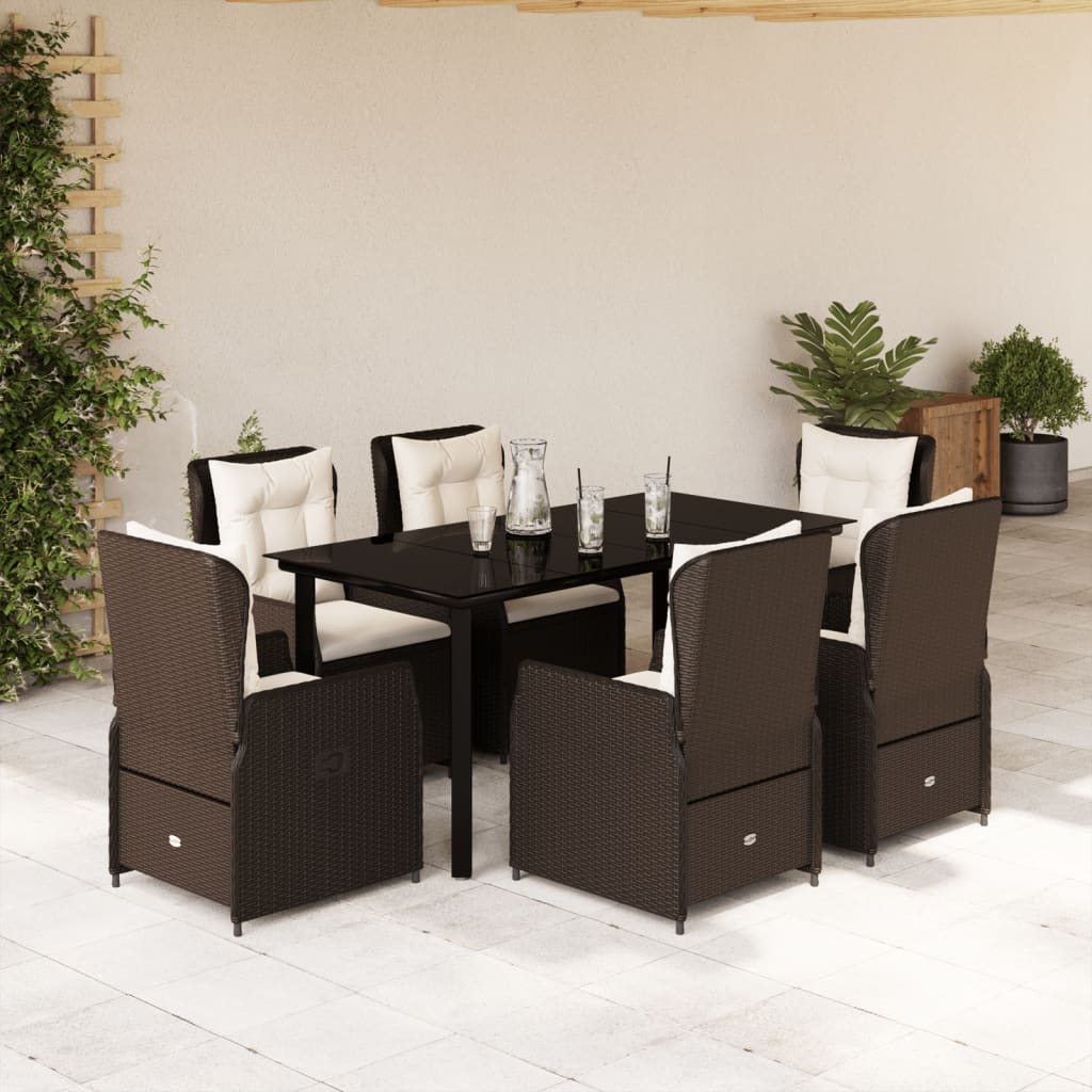 7-delige Tuinset met kussens poly rattan bruin is nu te koop bij PeponiXL, paradijselijk wonen!