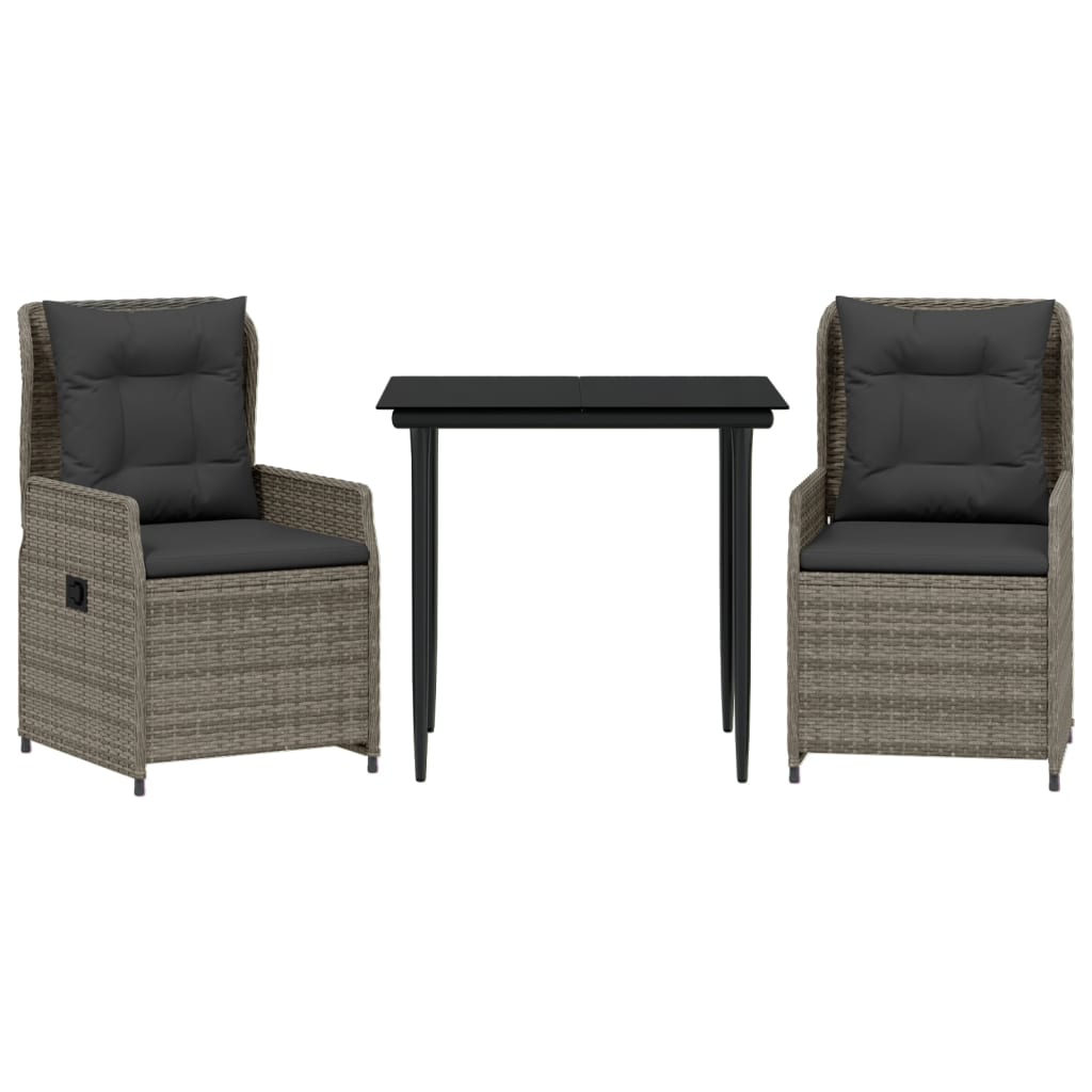 3-delige Tuinset met kussens poly rattan grijs is nu te koop bij PeponiXL, paradijselijk wonen!