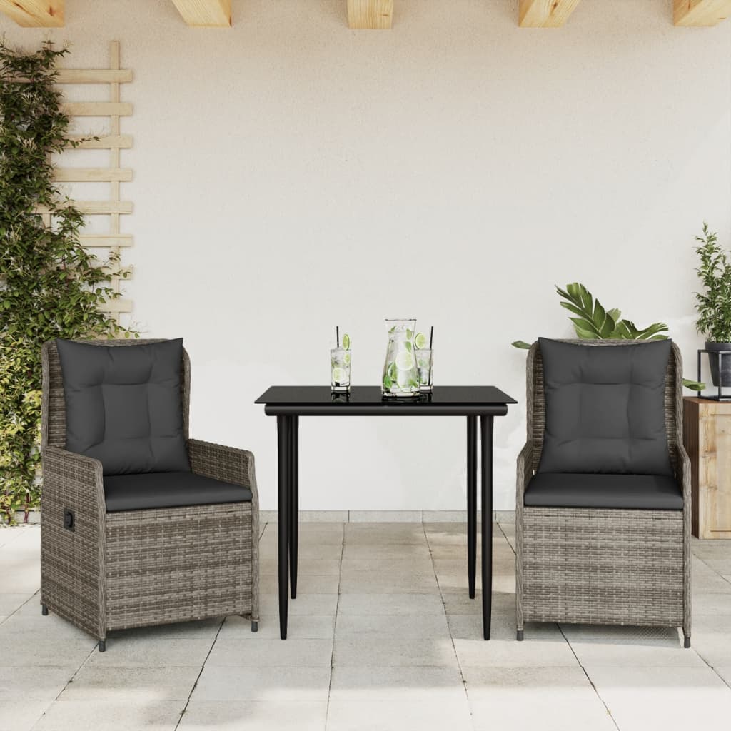 3-delige Tuinset met kussens poly rattan grijs is nu te koop bij PeponiXL, paradijselijk wonen!