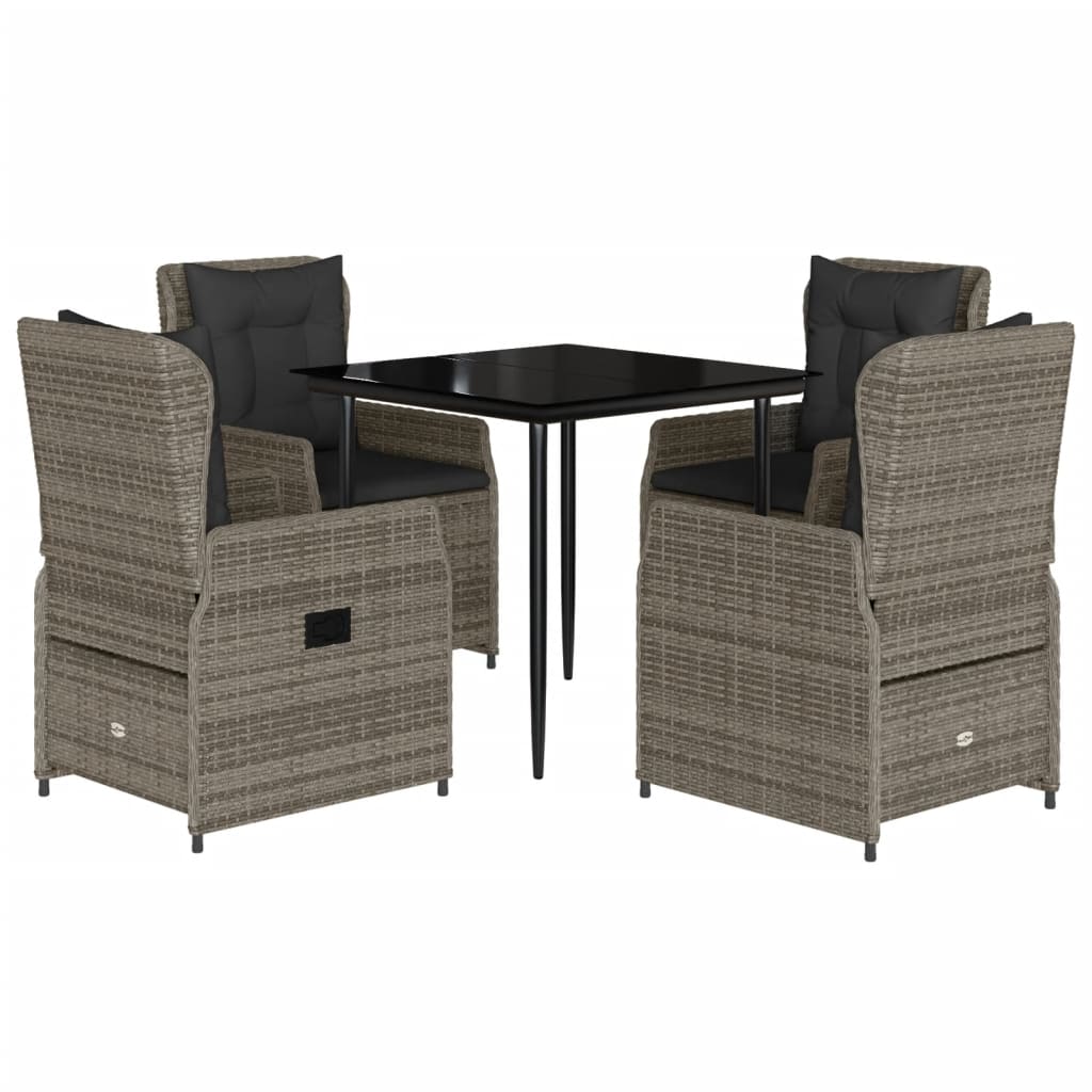 5-delige Tuinset met kussens poly rattan grijs is nu te koop bij PeponiXL, paradijselijk wonen!