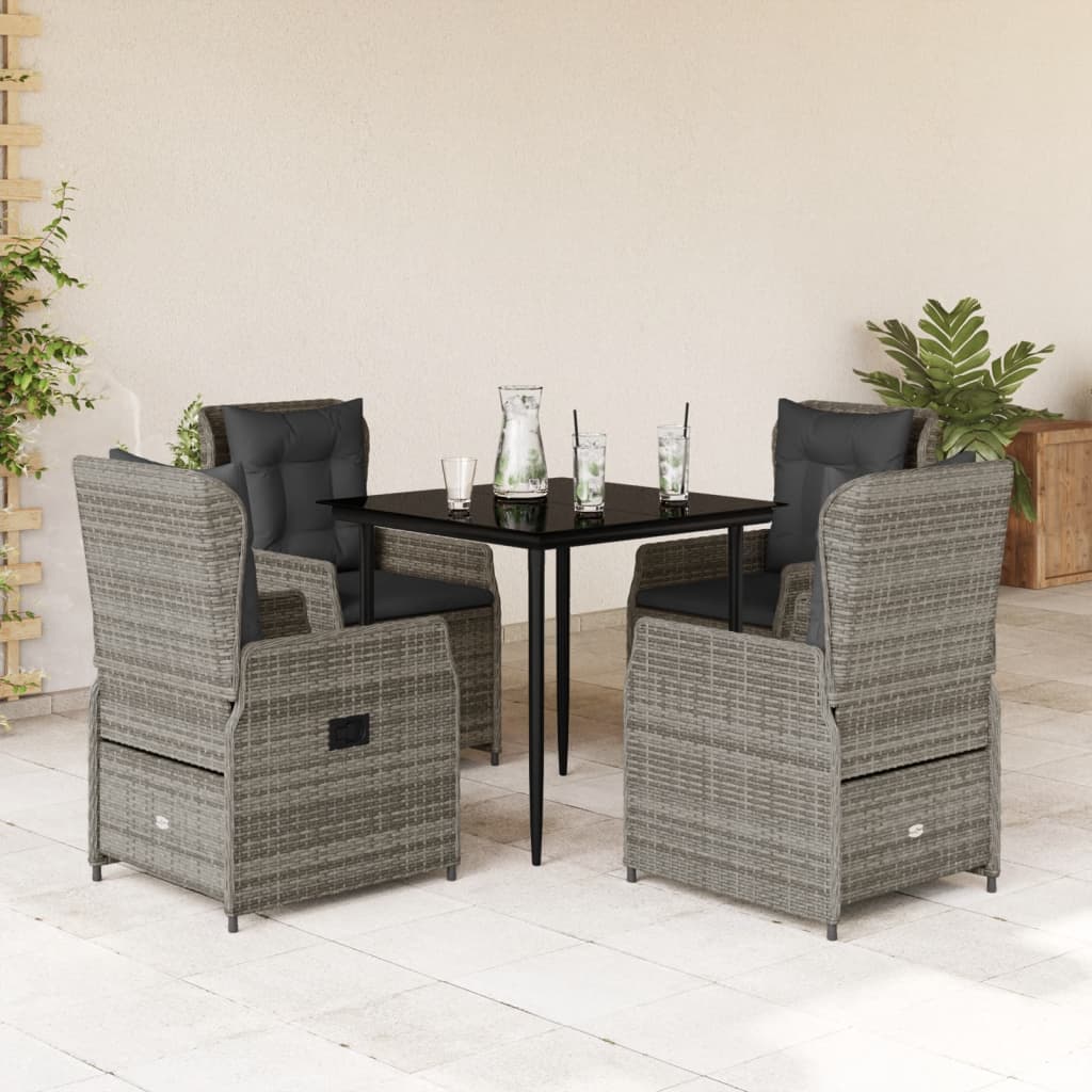 5-delige Tuinset met kussens poly rattan grijs is nu te koop bij PeponiXL, paradijselijk wonen!