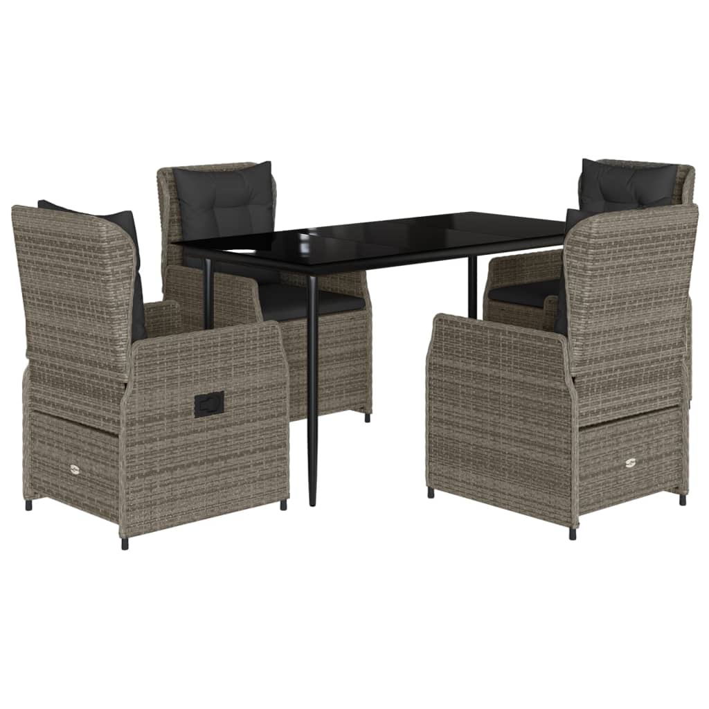 5-delige Tuinset met kussens poly rattan grijs is nu te koop bij PeponiXL, paradijselijk wonen!