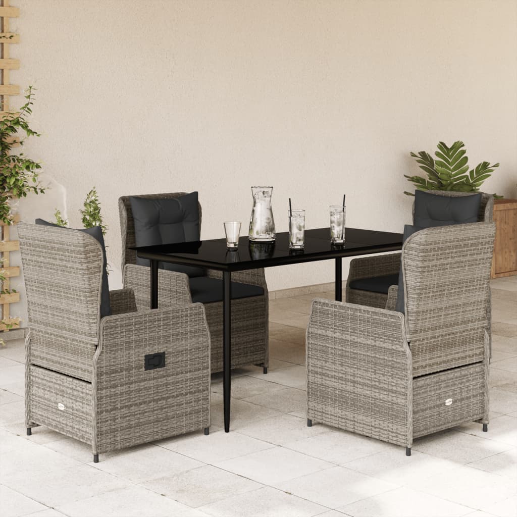 5-delige Tuinset met kussens poly rattan grijs is nu te koop bij PeponiXL, paradijselijk wonen!