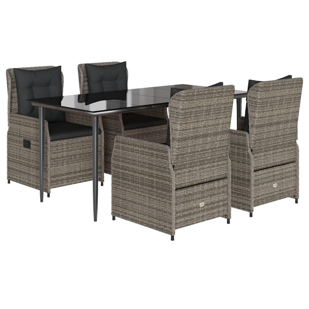 5-delige Tuinset met kussens poly rattan grijs is nu te koop bij PeponiXL, paradijselijk wonen!