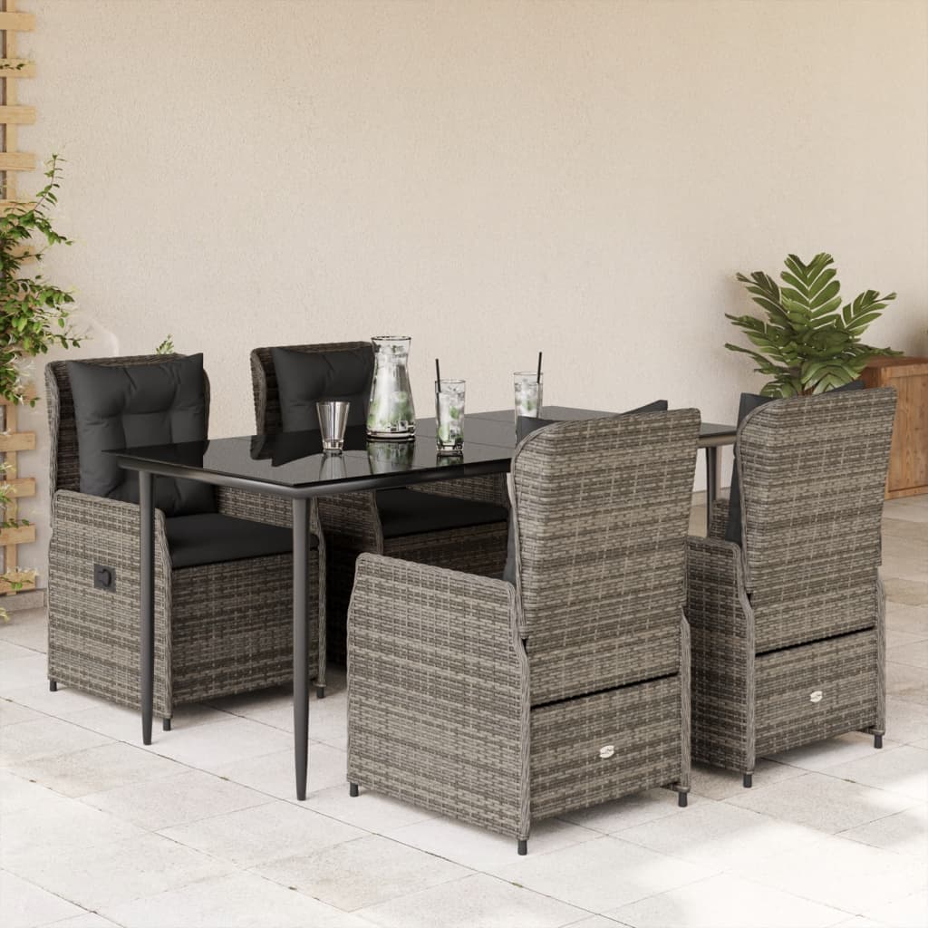 5-delige Tuinset met kussens poly rattan grijs is nu te koop bij PeponiXL, paradijselijk wonen!